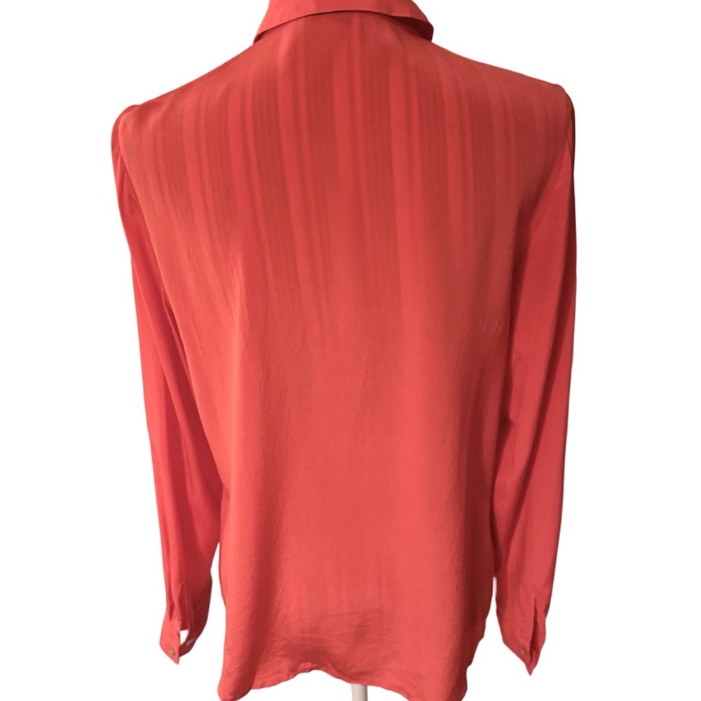 Ann Taylor Vibrant Orange Button-Down Silk Shirt size 12 - Picture 4 of 11